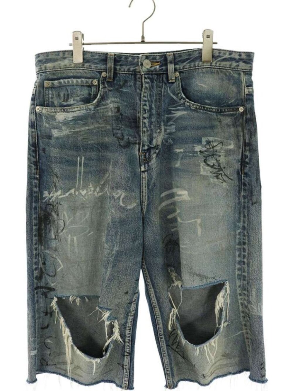 Balenciaga Baggy Graffiti Denim Shorts XS